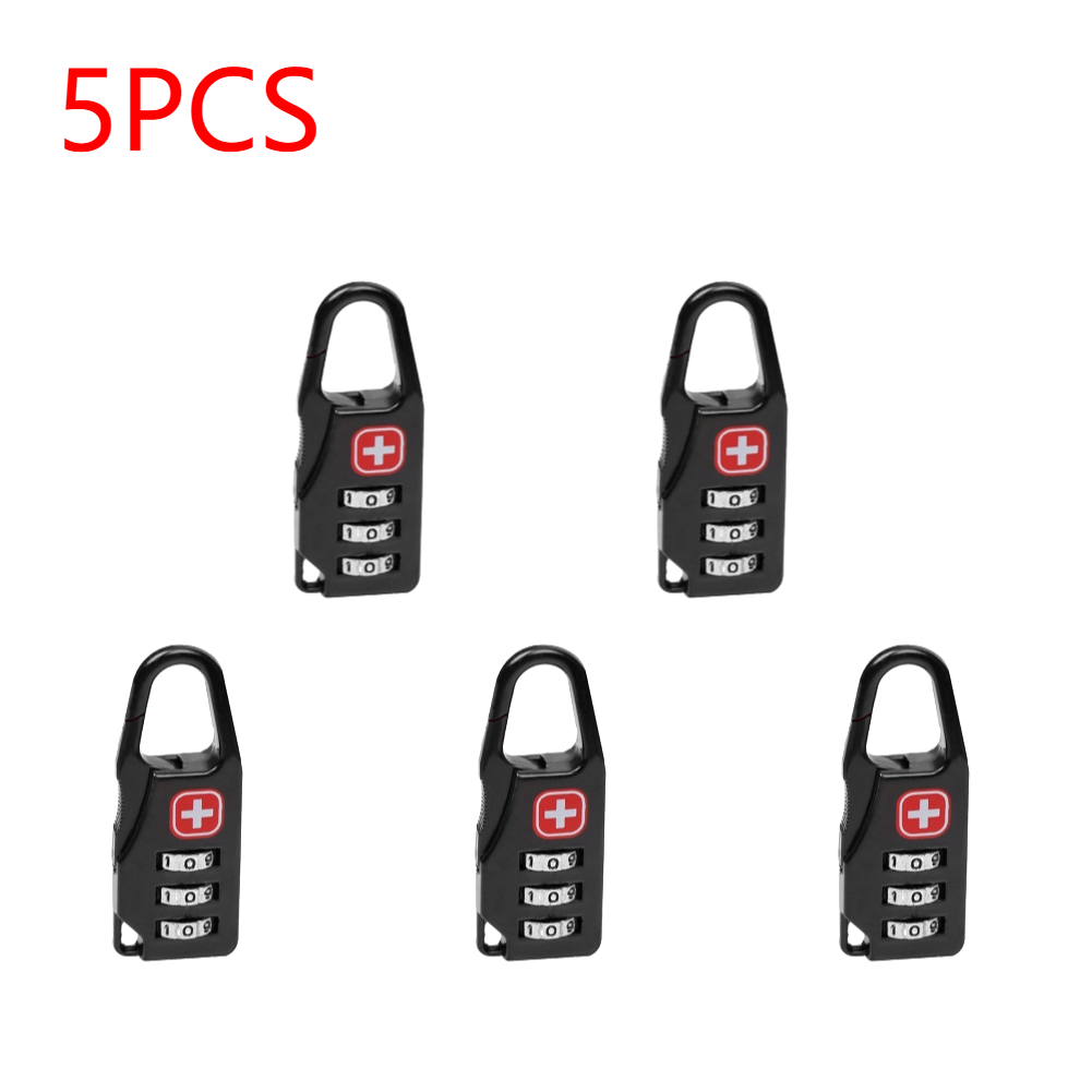 Outdoor Backpack Handbag Zipper Lock Anti Theft Portable Mini Combination Code Number Lock for Travel Backpack Accessories: black