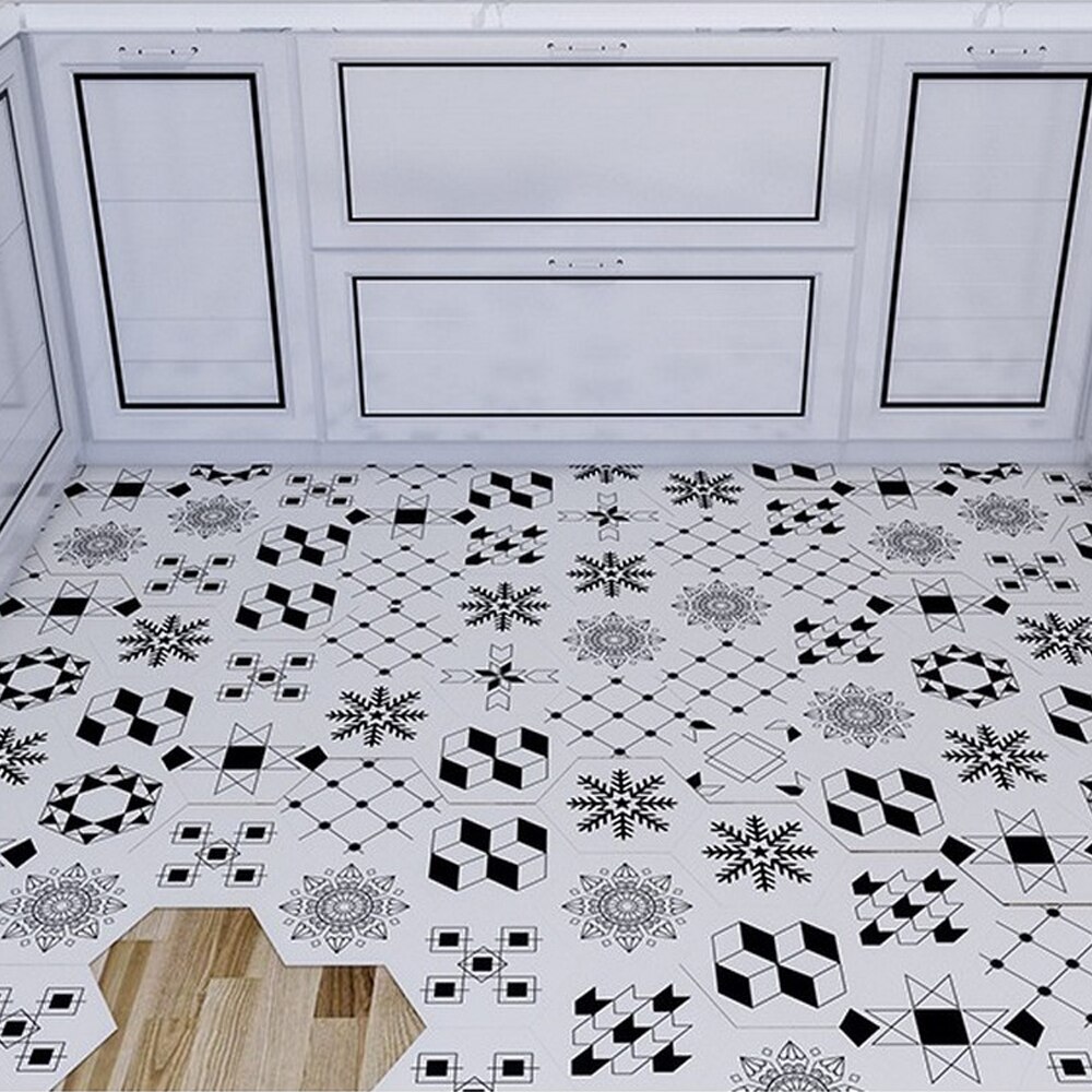 10pcs PVC bathroom anti-slip floor tiles tile floor waterproof stickers wall stickers wall decoration kitchen oil proof wallpape