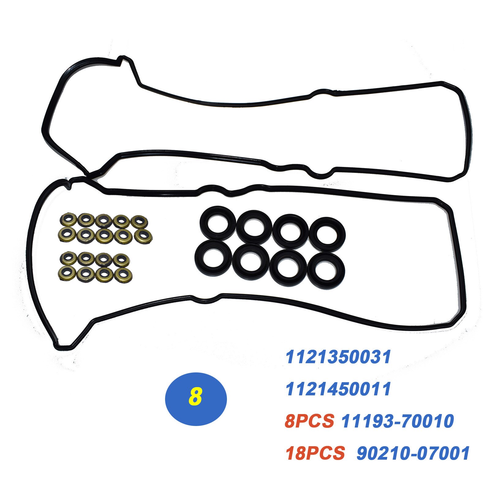 11214-0F010 Engine Valve Cover Gasket for Lexus LS430 2001-06 4.3L V8 4293cc DOHC 11213-50030 11214-50011 1119316010 9021007001: 8