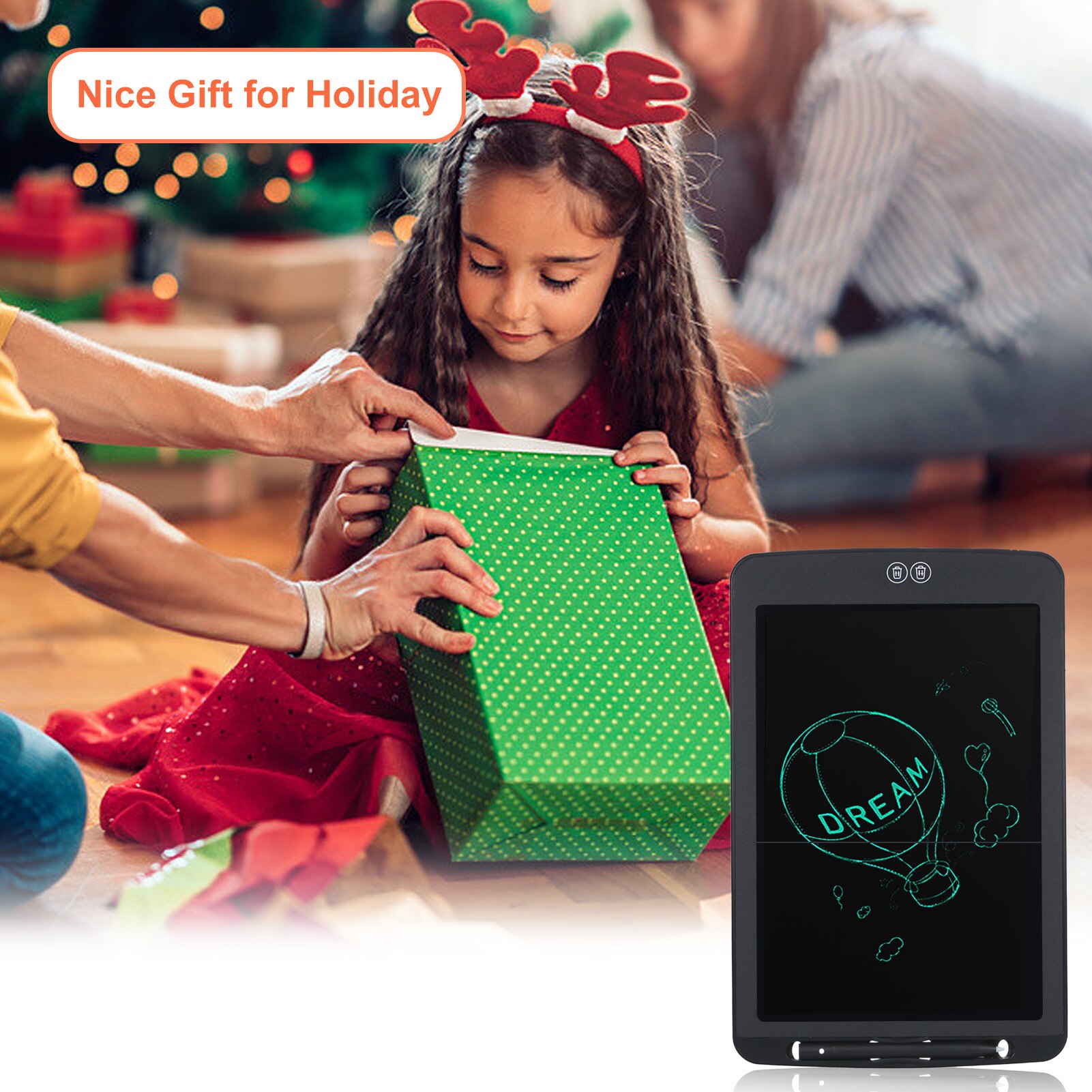 12 Inches Electronic LCD Writing Tablet Reusable Ultra-thin Handwriting Drawing Board Pad with Stylus Pen Split Screen