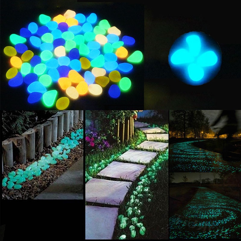 10Pcs Multicolor Glow In The Dark Luminous Pebbles Stones Wedding Romantic Evening Party Events Supplies Garden Decoration
