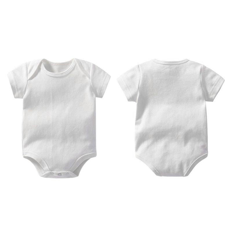 Newborn Baby Solid Color Romper Cotton Short Sleeve White Plain Romper 3-24M