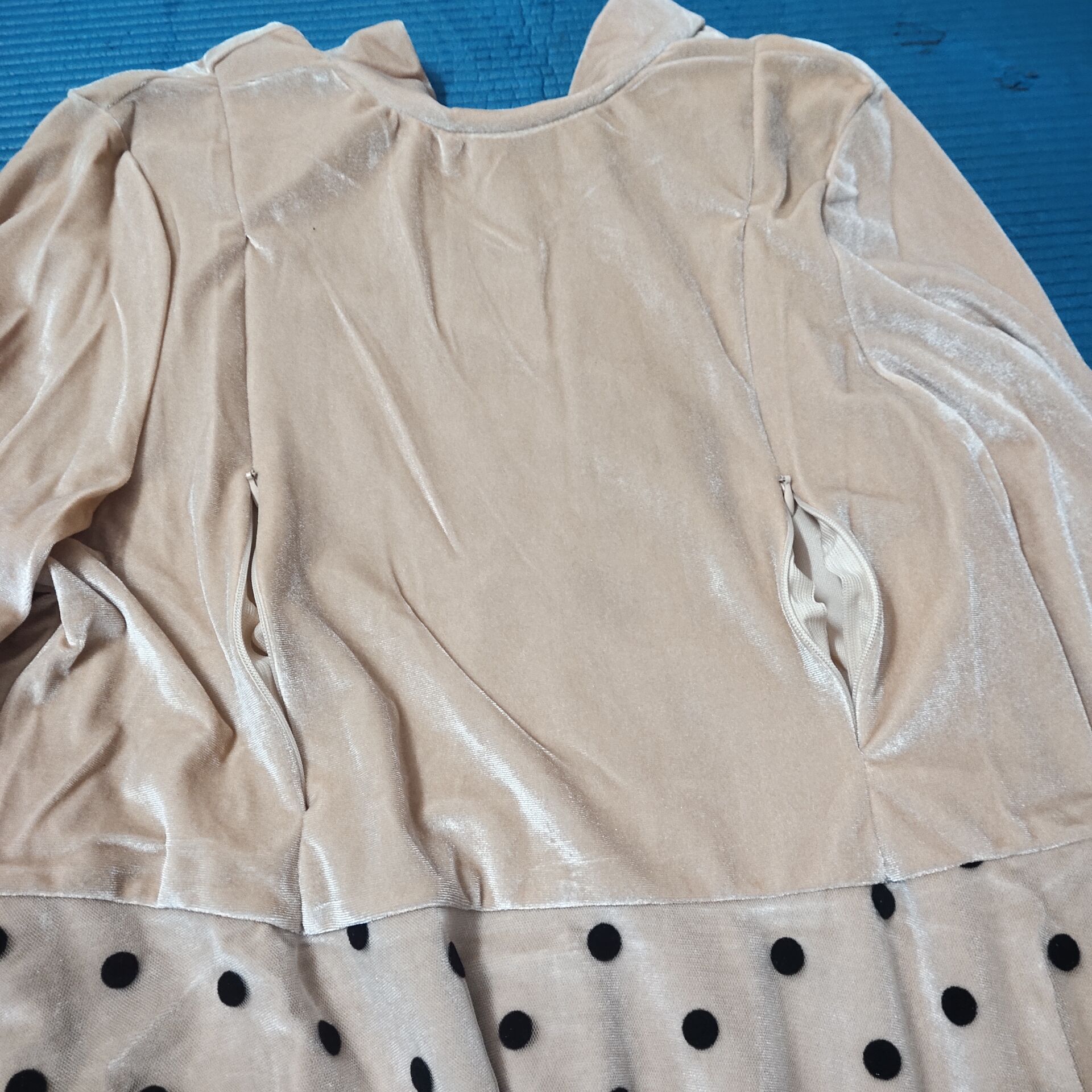 Abito per allattamento premaman invernale 2022 con fodera in velluto vestiti per allattamento a pois colletto con fiocco abito per allattamento al seno donna incinta: bow at back has zip / M