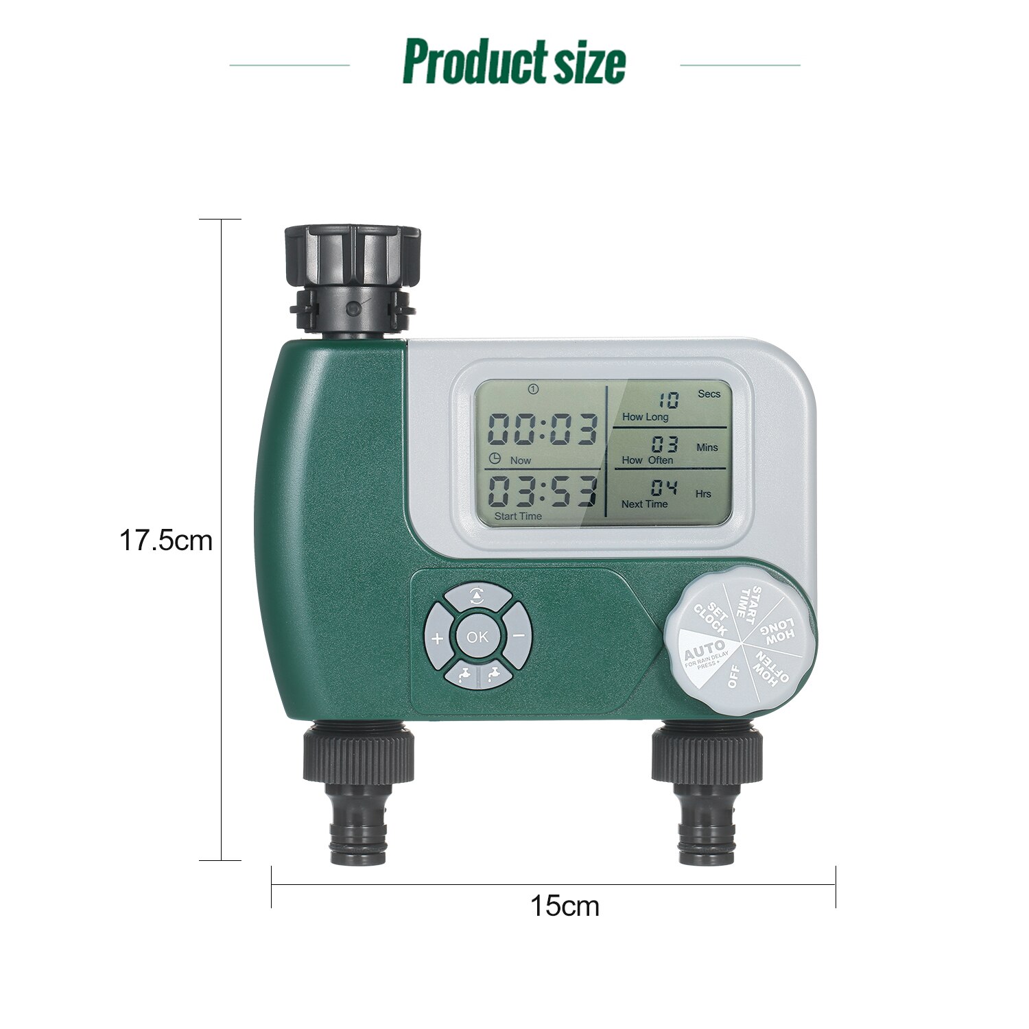 Programmable Digital Hose Faucet Timer Automatic Watering Sprinkler System Irrigation Controller with 2 Outlet for Garden Plants