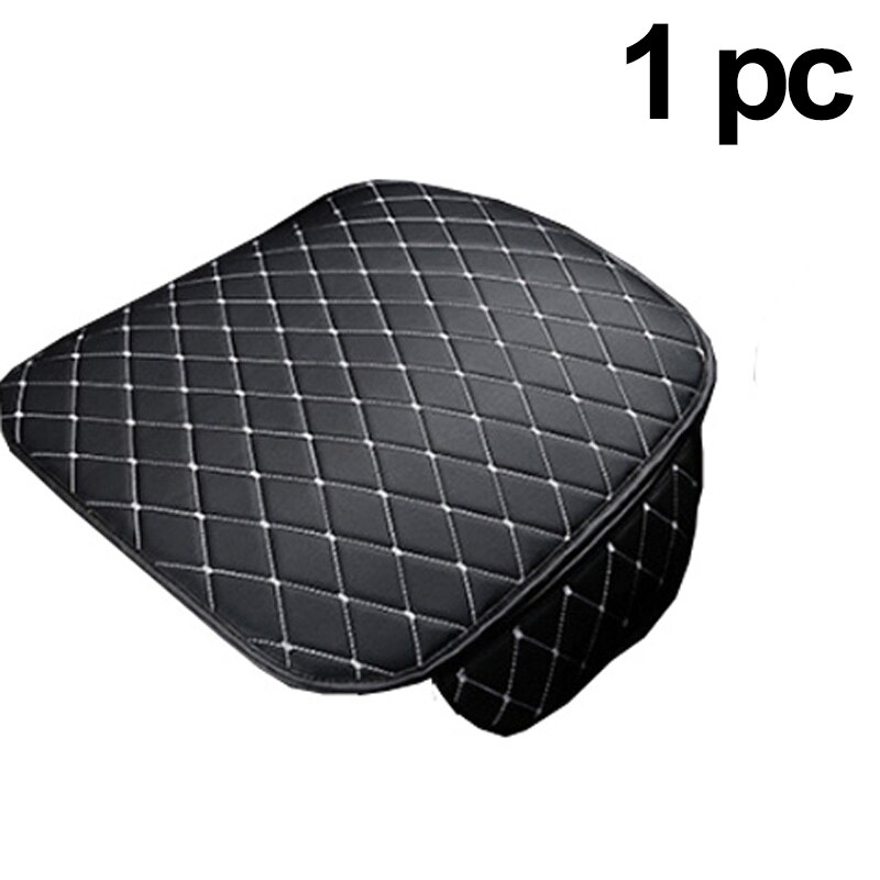 Bilsetetrekk pu skinn biler universal auto interiør trekk setepute fire sesong beskytte sett matte oppbevaring bil varer: Hvit svart front  x1