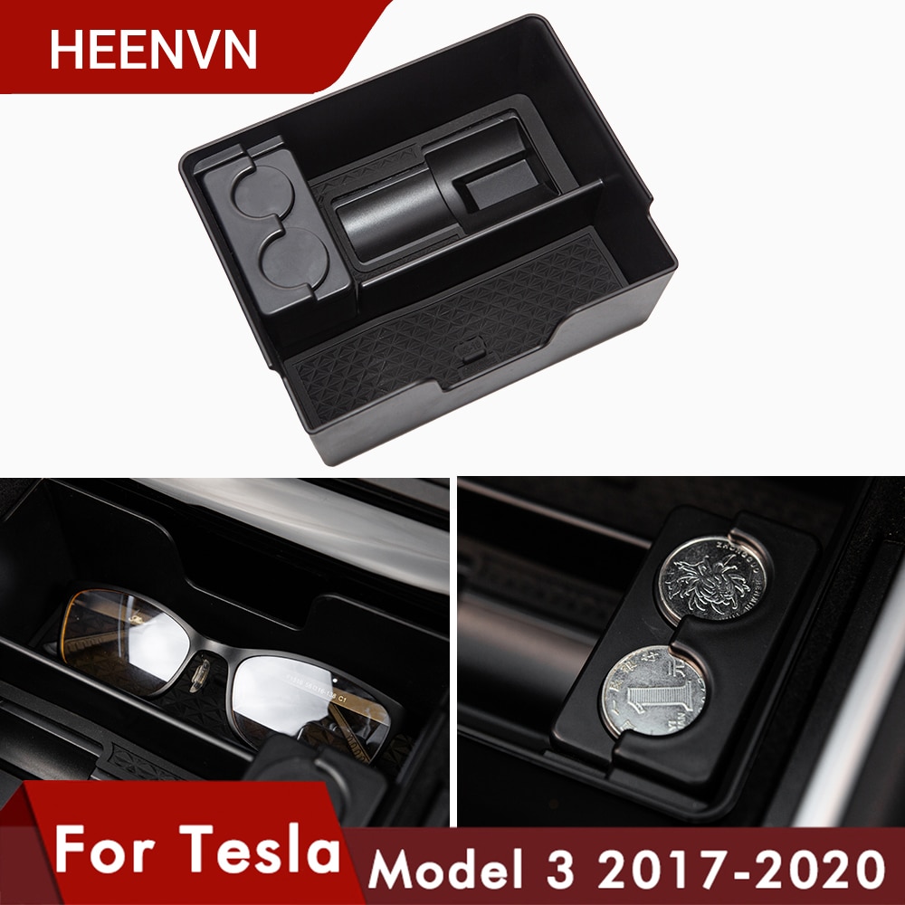 Heenvn modell 3 bil sentral oppbevaringsboks til tesla modell 3 y tilbehør oppbevaring rydding midtkonsoll organisator modell tre