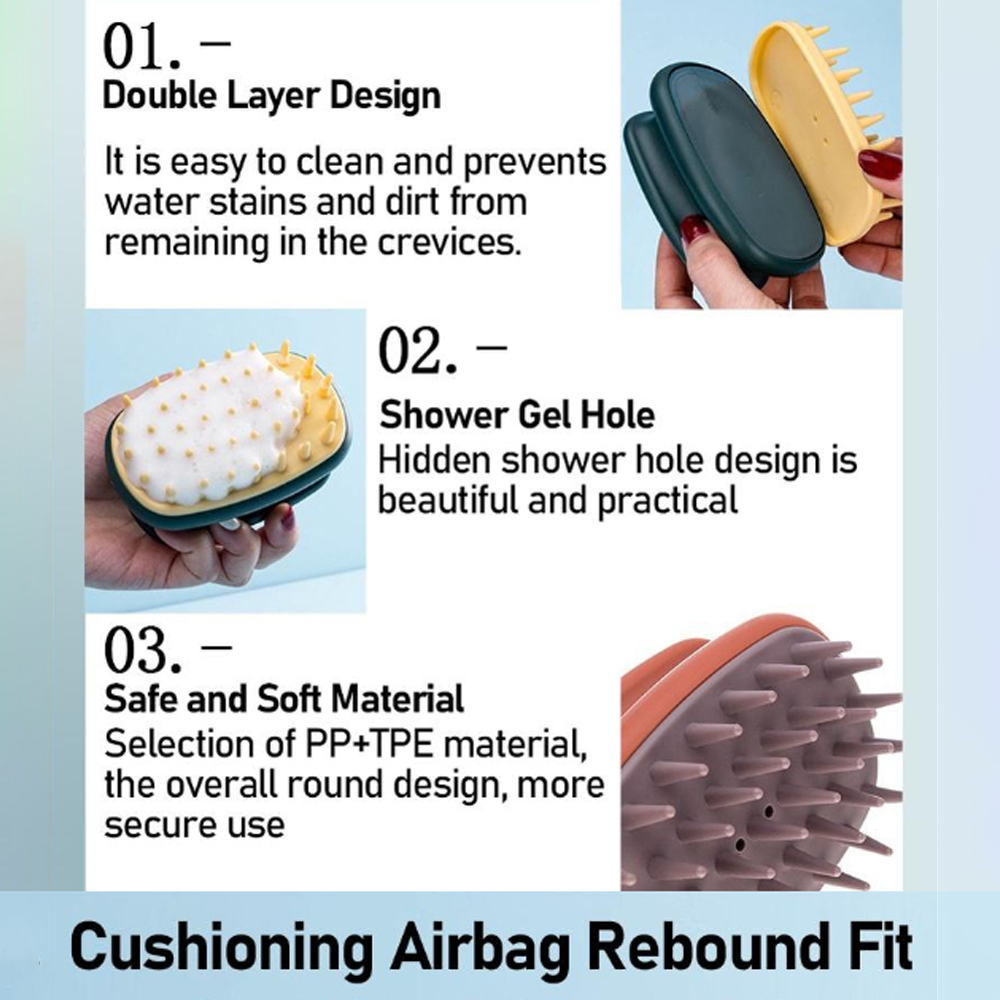 Massage Brush Comb Head Silicone Hair Washing Brush Scalp Scratcher Easy To Clean Massage Brush Shampoo Brush