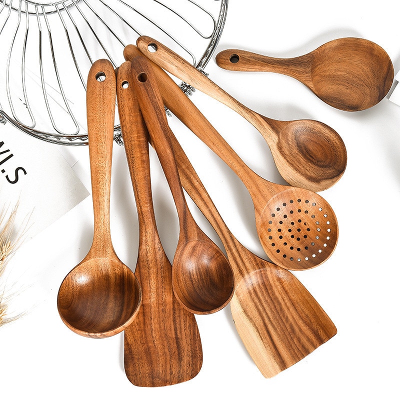 Keuken Gebruiksvoorwerp Set Natuurlijke Houten Lepel Vergiet Soep Keuken Accessoires Koken Lepels Scoop Keuken Gereedschap Utensilios De Cocina