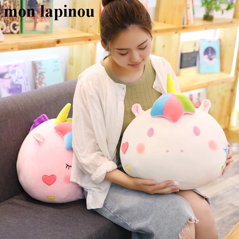 Licorne en peluche oreiller avec couverture 2 en 1 coussin rond forme licorne jouet oreiller multifonction enfants jouets pour petite amie