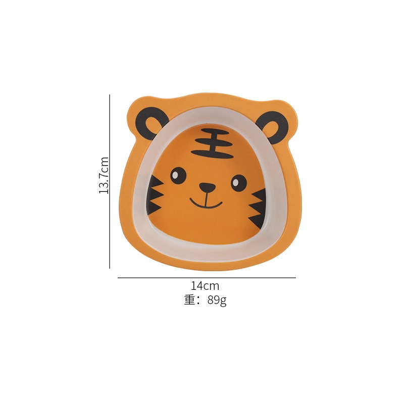 Cartoon Bamboo Fiber Baby Solid Food Bowl -Resistant Children's Cute Eating Bowl Kindergarten Bowls: Tiger