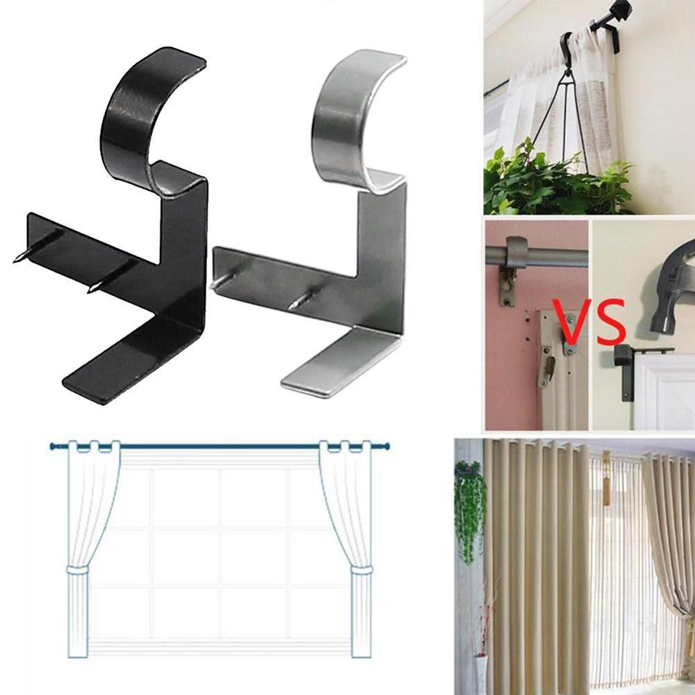 Enkelt senter støtte gardin stangbrakett dobbelt heng gardin stang senter støtte brakett jernplate ramme gardinstang brakett