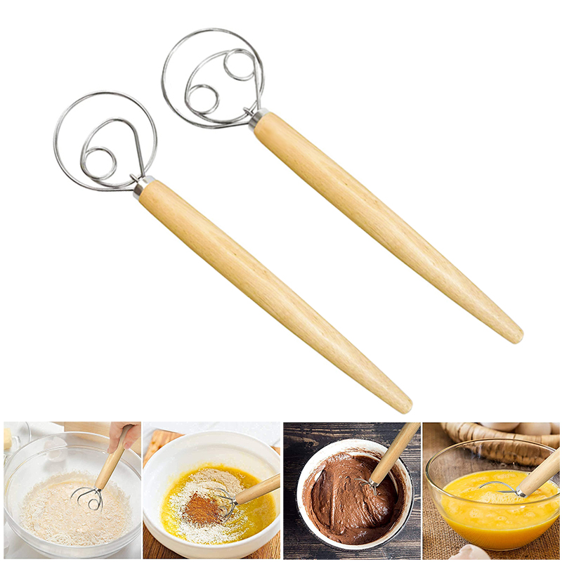 Batidor de masa danés de mano grande, mezclador de pan, batidora de masa de pastelería y pasteles de acero inoxidable, batidor de huevos, herramientas de cocina para hornear