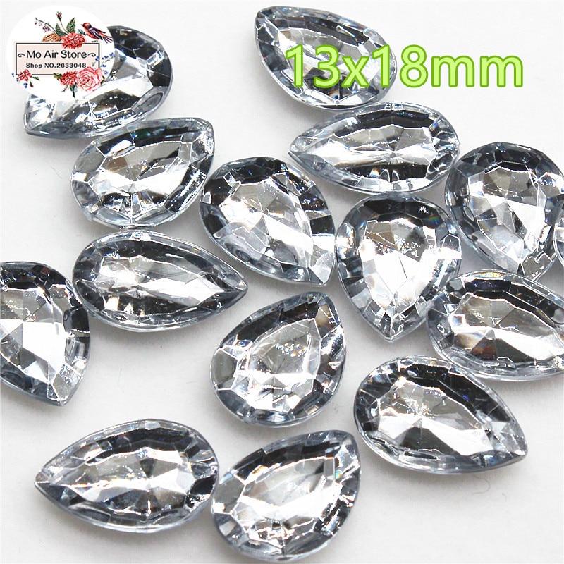 Clear Acryl Steentjes Steen Tear Facetten Cabochon Steentjes Decoratie Diy Craft 13X18Mm Geen Gat