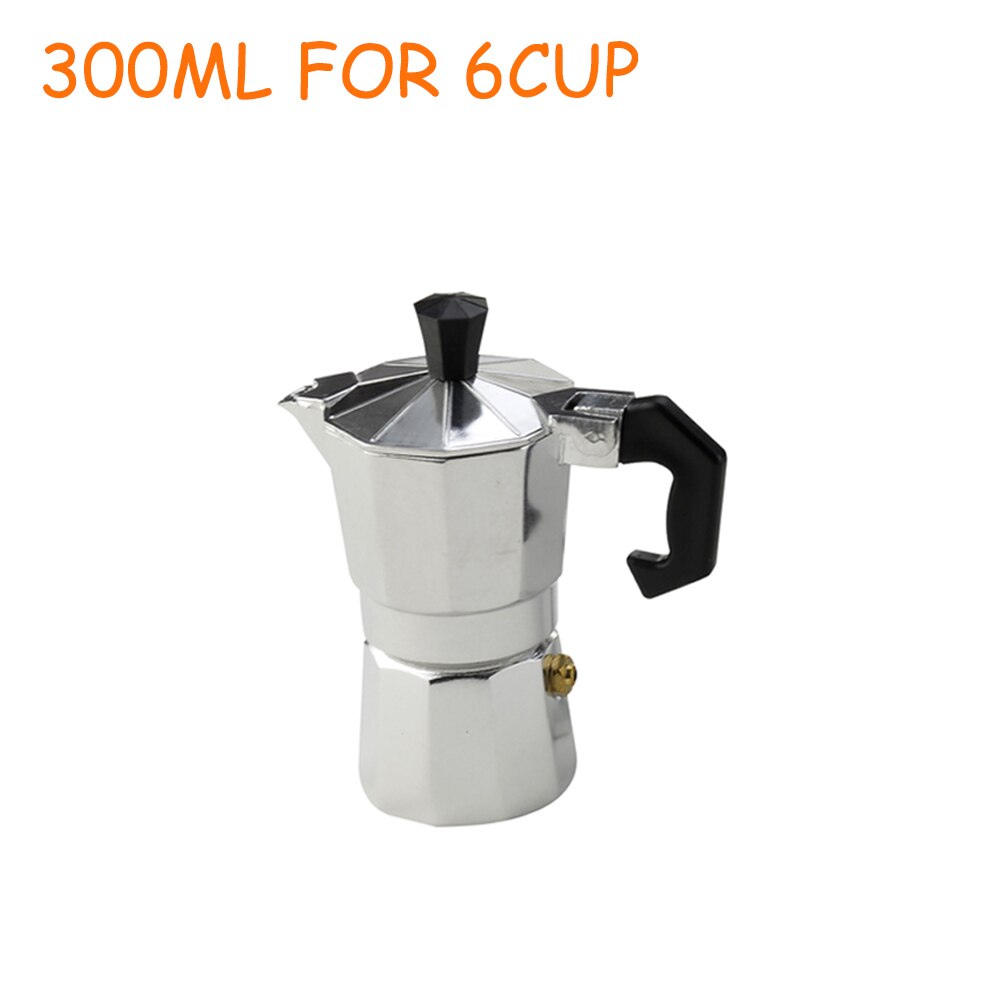 Aluminum Mocha Coffee Pot Stovetop Coffee Maker Coffee Maker Aluminum Mocha Espresso Percolator Pot Coffee Maker: 300ML FOR 6CUP