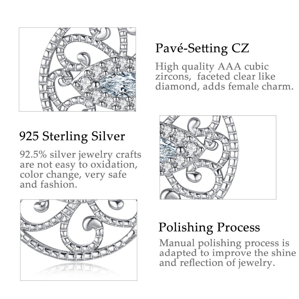 EUDORA 925 Sterling Silver Clear CZ Eye of Devil & Lycorisradiata Flower Pendant Necklace Luckly Eye Charm Fine Jewelry D351