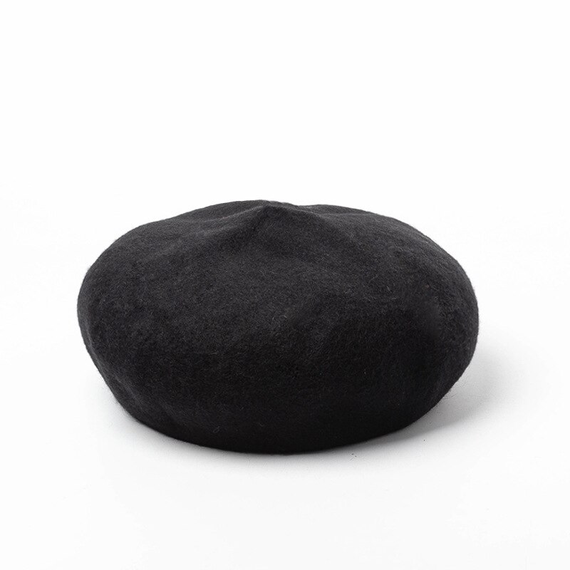 Cokk ull basker dam höst vinter hattar för kvinnor stor storlek l målarkeps tjock varm basker femme gorras enfärgad mjuk svart