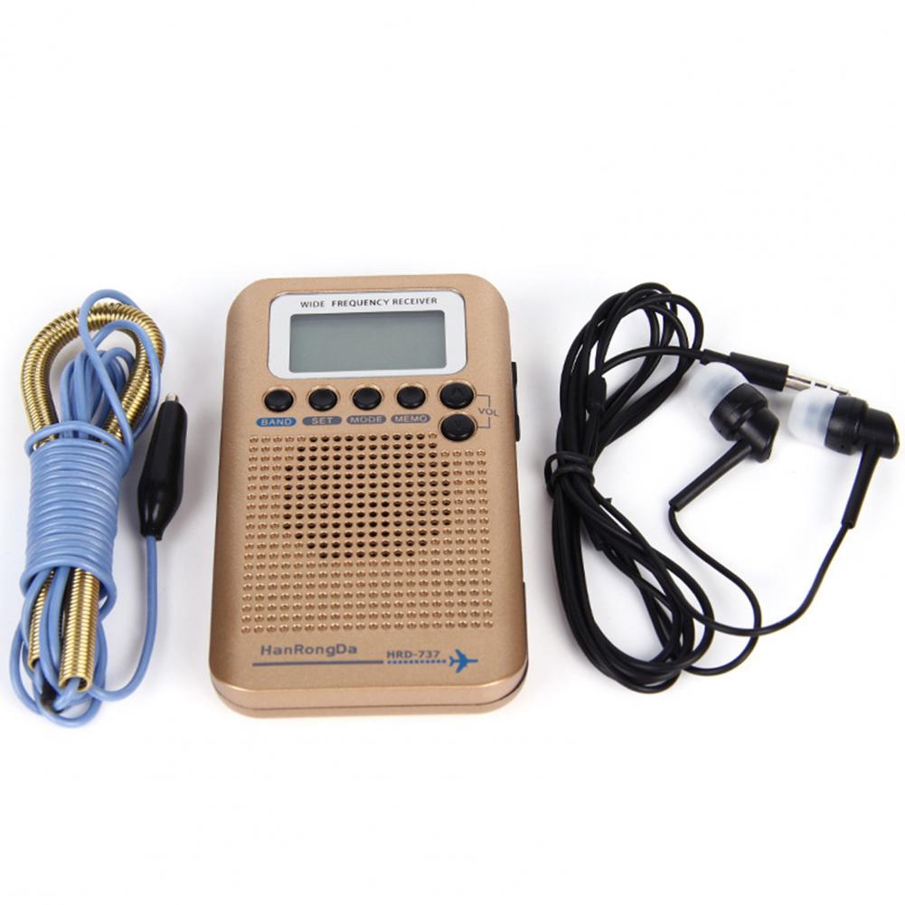 HRD-737 FM/AM Radio LCD Display Digital Radio Portable Pocket Radio FM/AM/SW/CB/Air/VHF Mini World Band FM Radio радиоприёмник: Golden