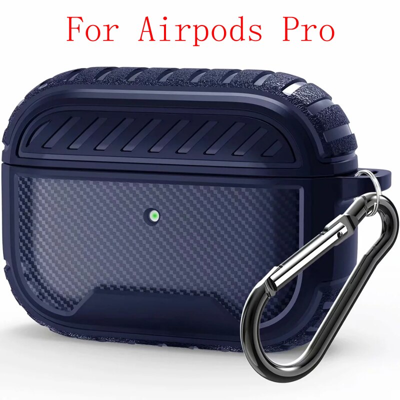 Carbon Fiber Earphone Case for Apple Airpods Pro Case for Airpods 1 2 3 Soft Shell Shockproof Cover Case for Air pods 1 2 3 Pro: For AirpodsPro Blue