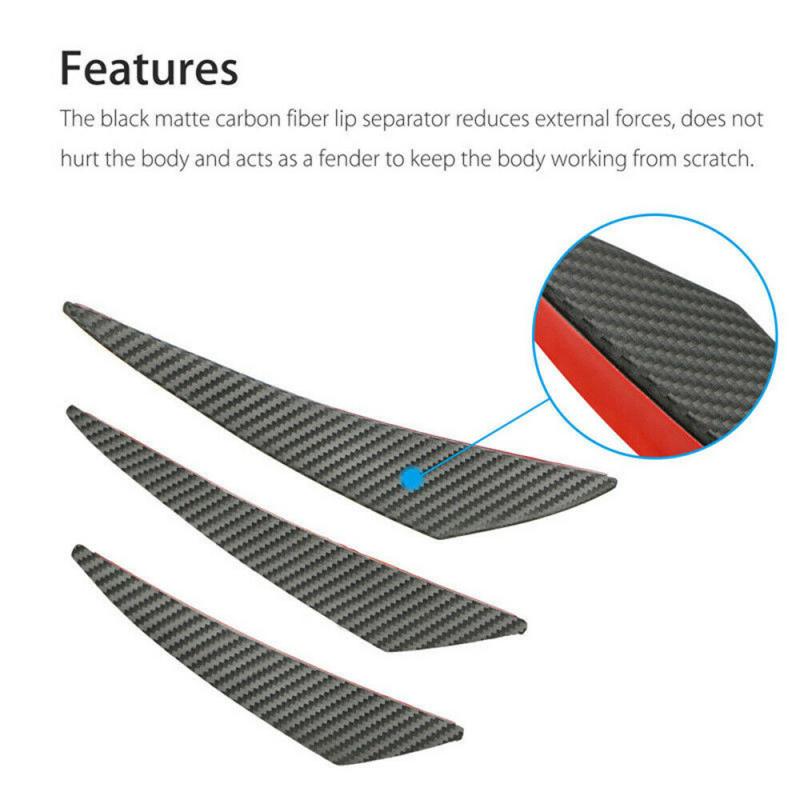 6Pcs Universal Fit Front Bumper Lip Diffuser Splitter Fins Body Spoiler Canards Valence Chin Car Tuning Canard