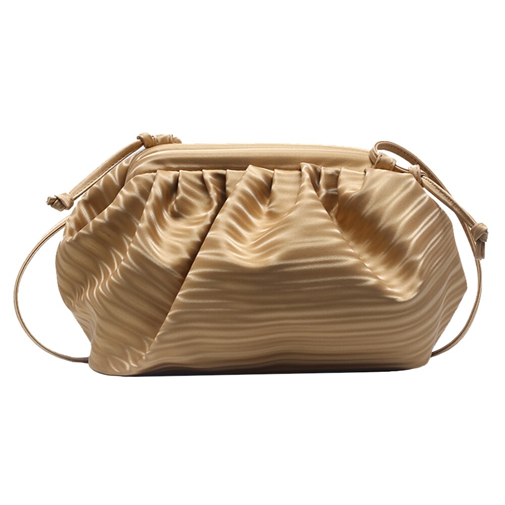 Einfache Feste Farbe Wolke Handtaschen Täglichen Plissee Schulter Bote Tasche für Frauen exquisit Einkaufstasche: gold