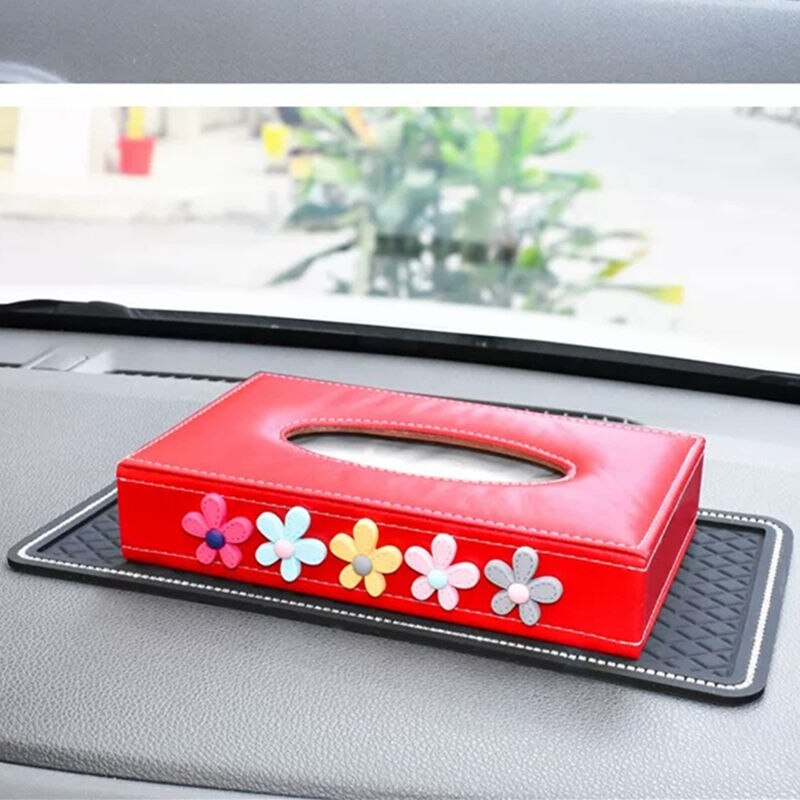 Car Tissue Box Towel Sets Car Dashboard Tissue Box Holder Auto Interior Storage Decoration with Daisy Car Accessories