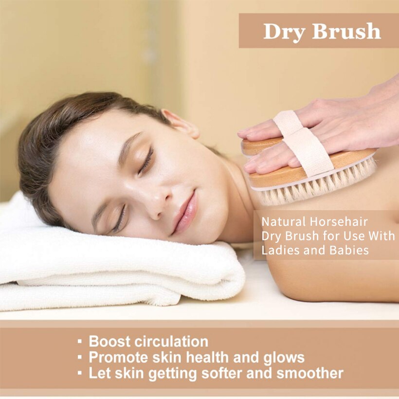 Ms Bath brush Exfoliating Natural Horse Mane Bath brush Long Bamboo Handle Natural Wet Shower Brushes SPA Body Massage Brush D40
