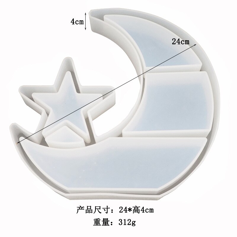 Molde del almacenaje de silicona de cristal artesanal, bandeja grande de Luna y Estrella, mesa Moldes de resina epoxi colgante de Eclipse, molde de producción de joyas artesanales, arte