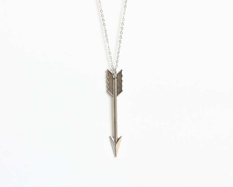 neue Pfeil halskette ARCHER Schwarz bronze Große Pfeil Anhänger Extra Lange Böhmischen Fringe Weibliche schmuck männer: silver