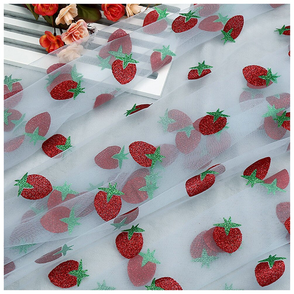Modieuze Aardbei Tule Stof Gedrukt Mesh Stof Bruiloft Stof Voor Naaien Jurk Meisje Tule Rok 50cmX160cm: 2
