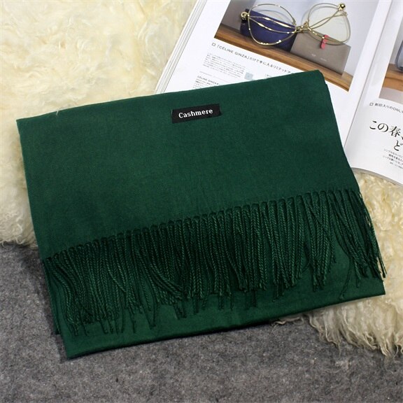 Hot Camelo Cachecol Pashmina Cachecol de Caxemira Envoltório Xaile Xaile do Inverno do Lenço das Mulheres Lenços de Borla Longo NB01 Cobertor Cachecol de Alta Qualidade: drak green