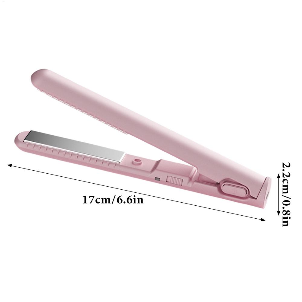 Reseplattång bärbar hårplattång sladdlös locktång usb-laddning 2- -i- -1 locktång och plattång hår: Rosa