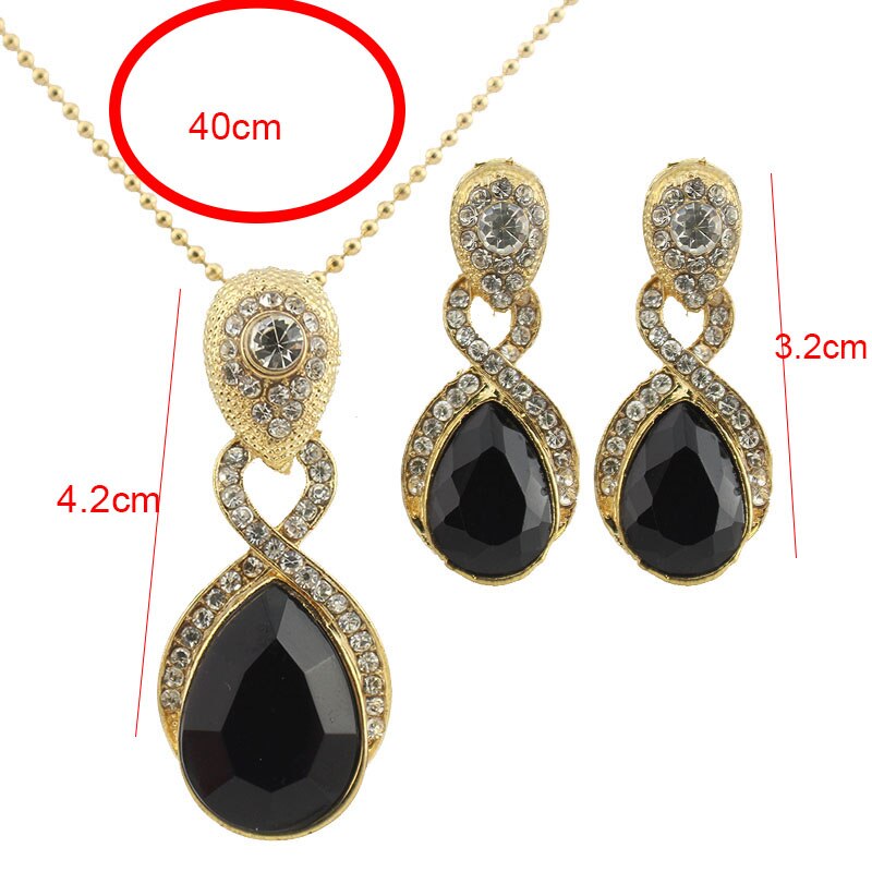 jiayijiaduo Wedding Jewelry Imitation Pendant Necklace earrings set Green crystal Crystal Bridal Jewelry Sets for women