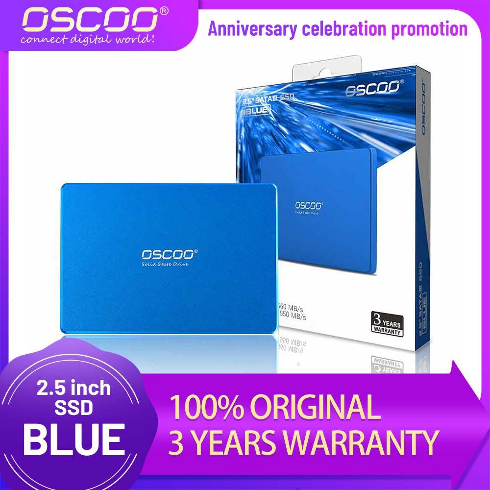 OSCOO Hard Drive SSD Laptop 128GB 256GB 512GB Blue Hard Drive SSD for Tablet Desktop PC Hard Drive