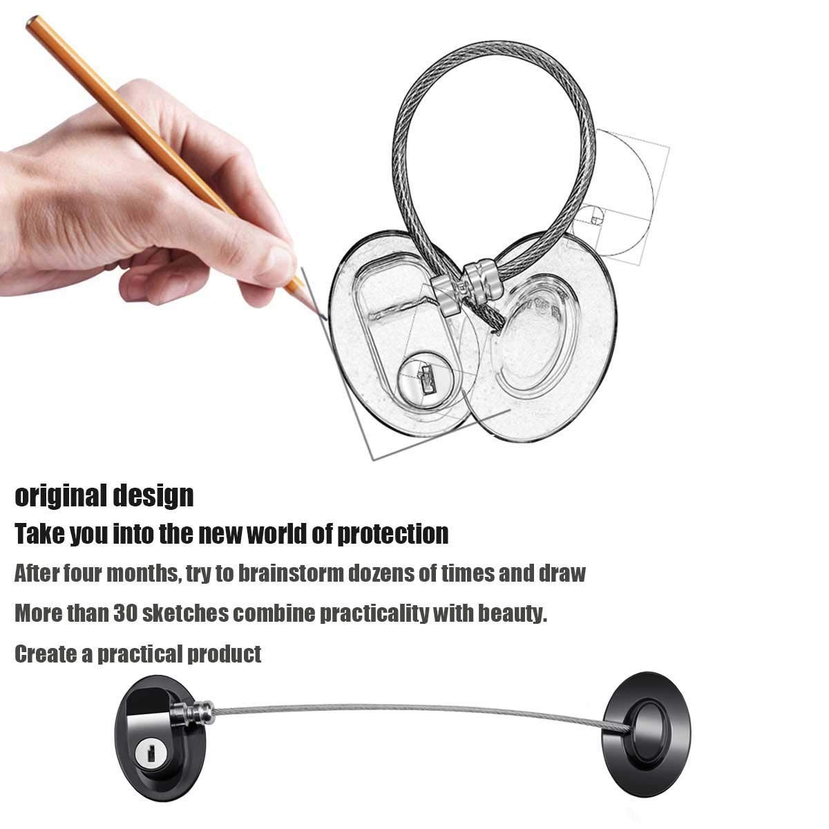 Refrigerator Door Locks(4-Pack),Mini Fridge Lock, File Cabinet Lock, Drawer Lock, Lock for Cabinet, Child Safety Lock