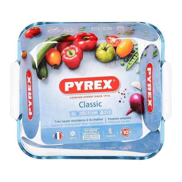 Plat à four Pyrex verre classique (21x21 cm)