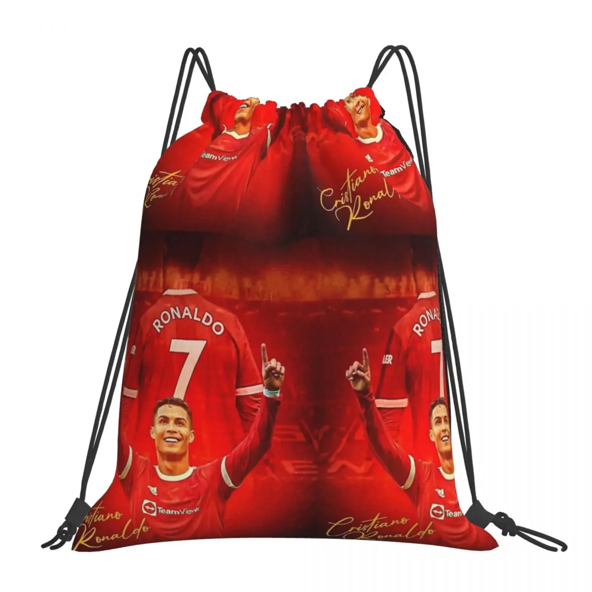 CR7 Cristiano Ronaldo sacs à dos sacs à cordon portables cordon paquet poche articles divers sac BookBag pour homme femme étudiants: GRIS