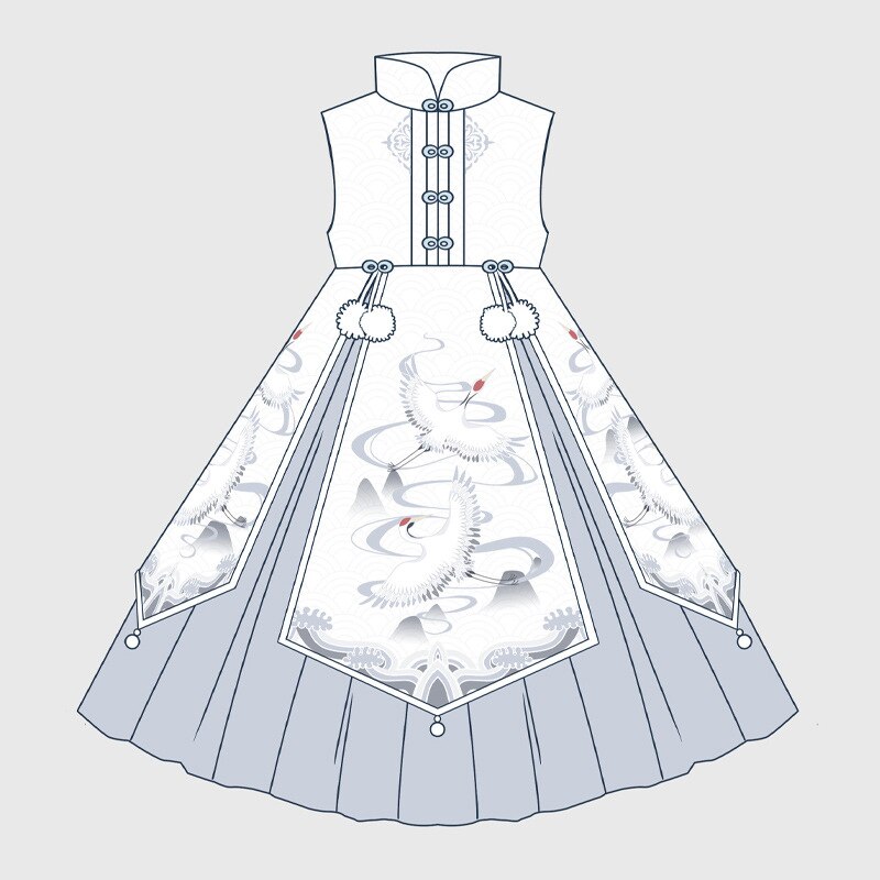 Lolita Dress Girls Chinese Style Lolita Clothes Retro Long Sleeve Red/White Costumes Gothic Lolita Dress Tea Party Clothes VO801: White dress / M