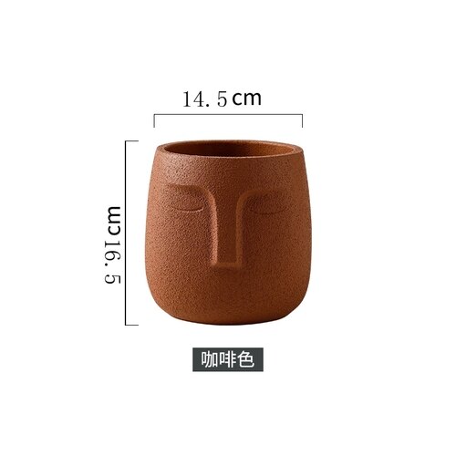 Portrait spartiate fleur vase avec trou table fleur vase terrazzo pot support moderne décor homme tête fleur pot: tan 16.5cm
