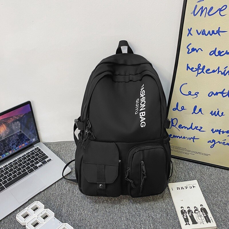 Rucksack für sterben mittelschule, geeignet für Teenager-mädchen, schülerinnen, schulrucksack, lässig-preppy stil: Schwarz