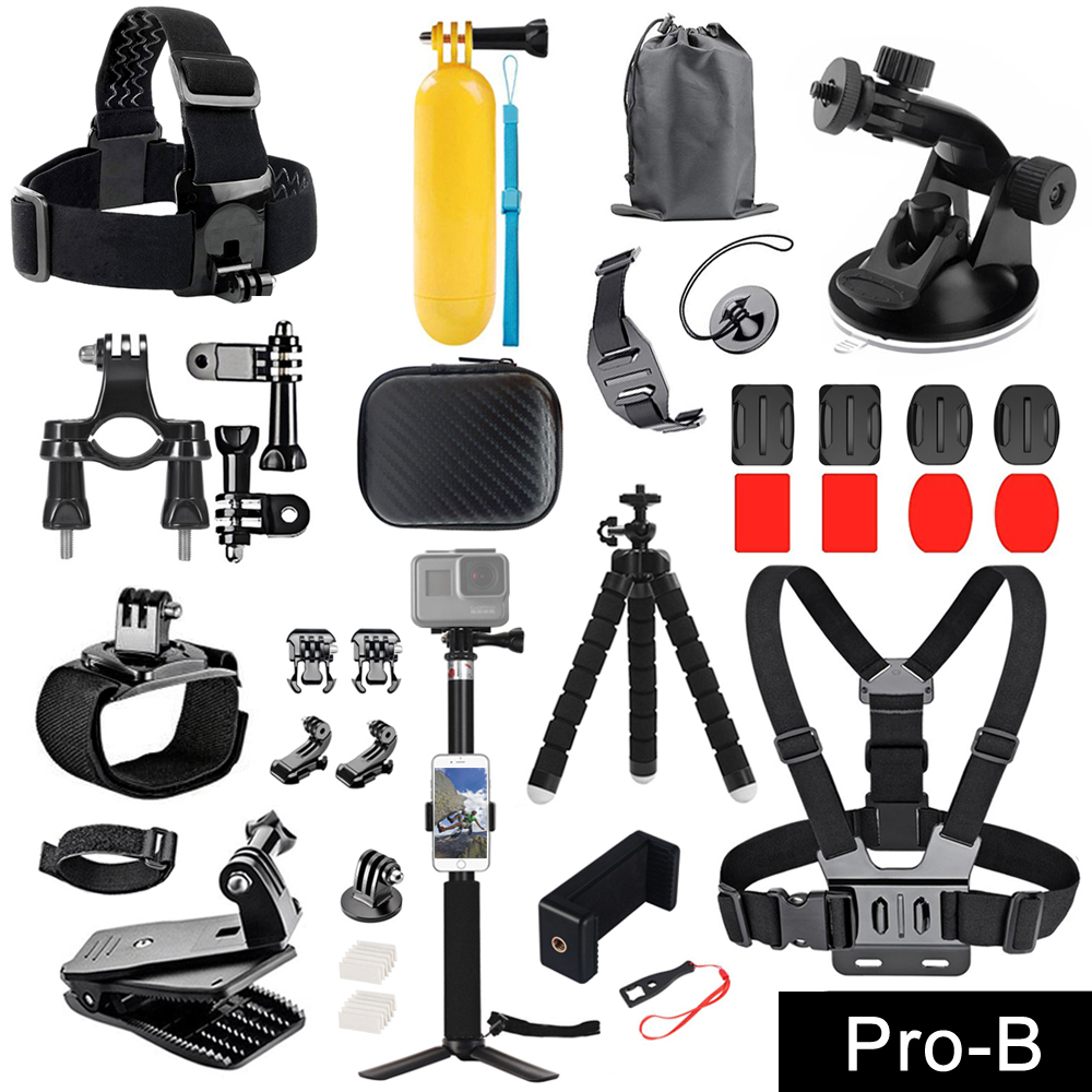 Action Camera Accessories Kit for Gopro Hero 12 11 10 9 8 7 6 5 4 Max Mount Session YI 4K SJCAM EKEN Osmo AKASO APEMAN Accessory: yellow color