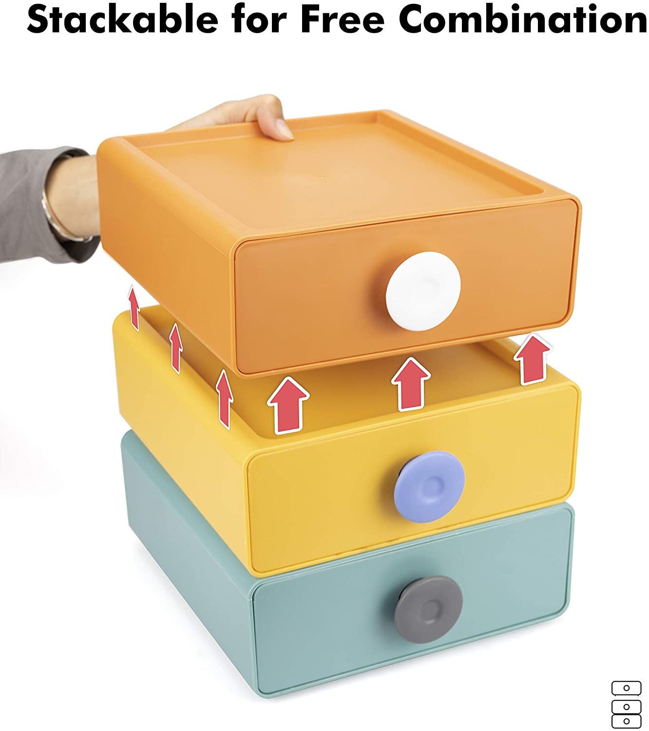 Stackable Storage Drawer Small Desktop Storage Containers with Drawers Plastic Organizer Box for Office Supplies Makeups Jewelry