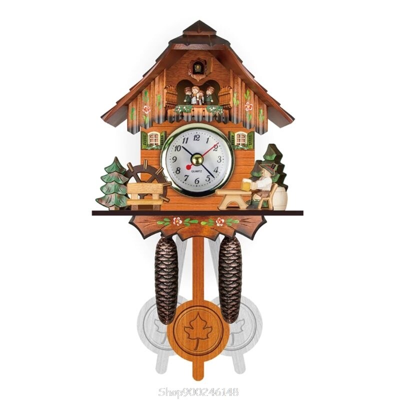 Antique Wooden Cuckoo Wall Clock Bird Time Bell Swing Alarm Watch Home Restaurant Decoration S29 20: 6