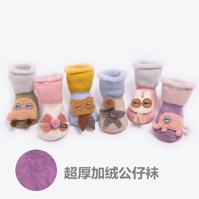 Babysokjes Herfst En Winter Fluwelen Warme Baby Boy Meisjes Sokken Cartoon Peuters Sokken Doseren Borstel Antislip Kinderen sokken
