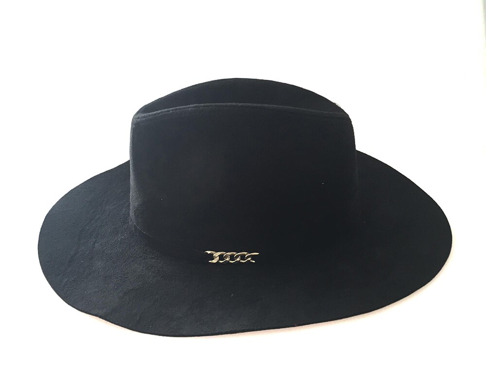 Wearone Crazy Jazzhat unisex Suede wide brim Spring felt fedoras hats women Vintage Wide Brim Floppy chapeau femme Pnama ha: Black 2