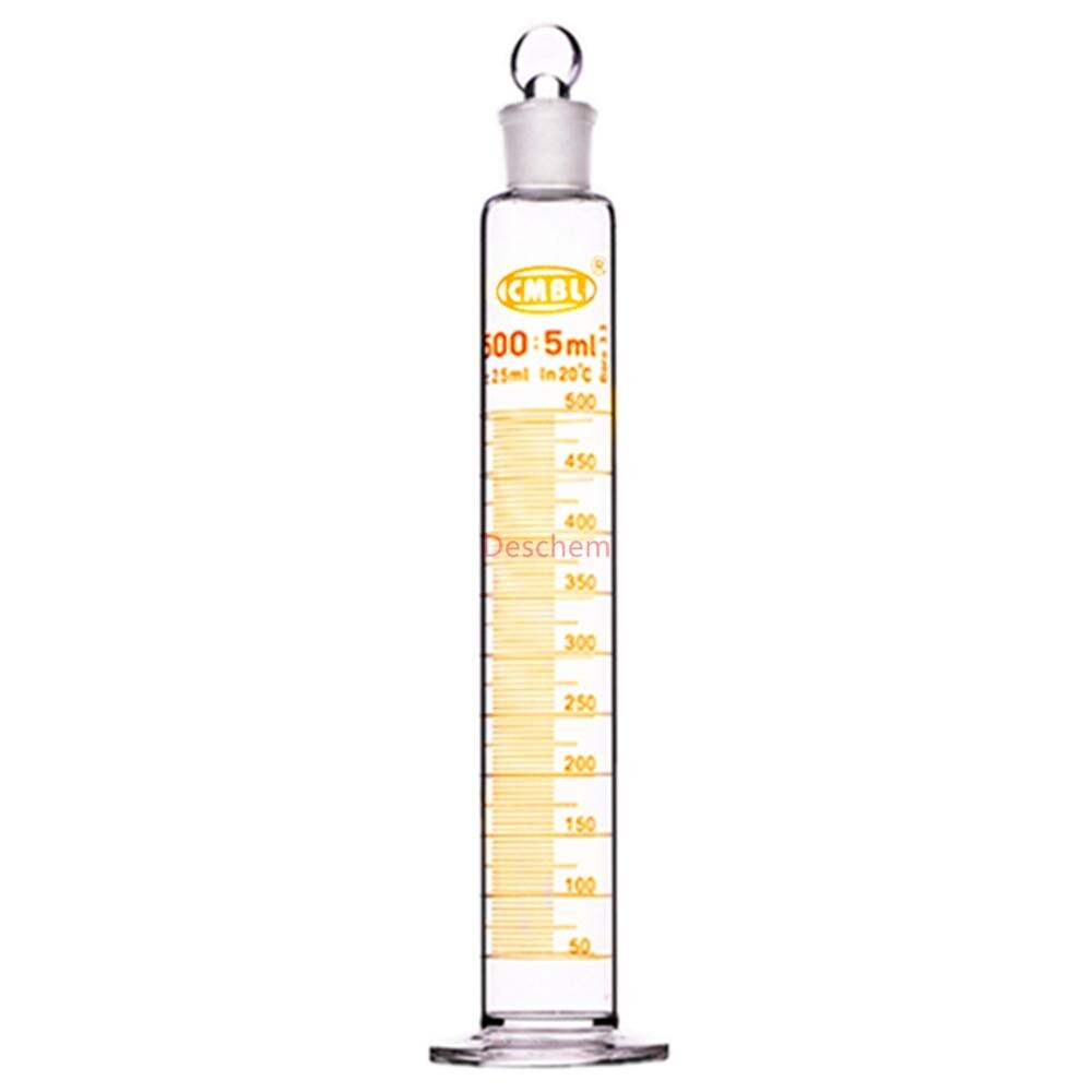 500ml Glass Measuring Cylinder Ground Joint W/Stopper,Lab Chemistry Glassware