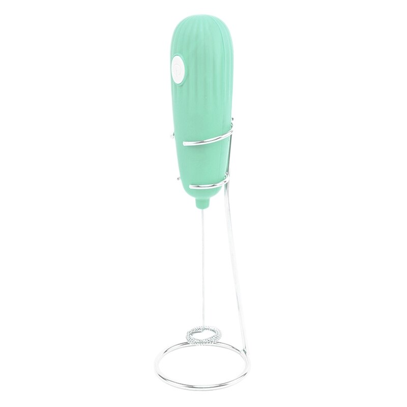 Milk Frother Handheld Electric Whisk Foamer Maker for Coffee Latte Chocolate Egg Mixer with Stand: Green