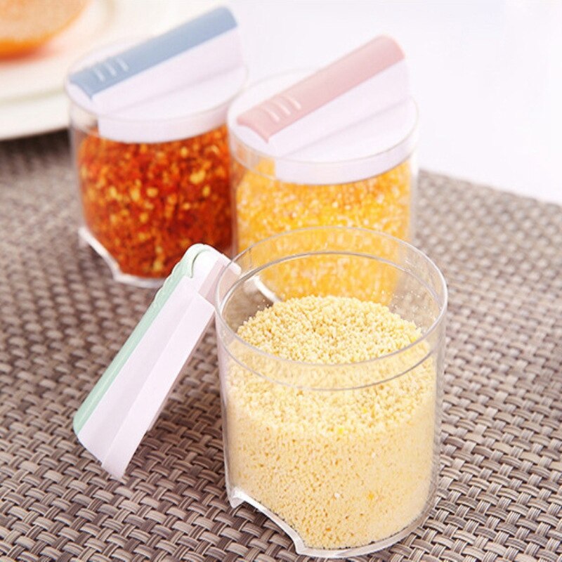 5Pcs/Set Seasoning Spice Plastic Bottles Jars Boxes Kitchen Storage Organizer Condiment Lid Can Cover Organization Accessories