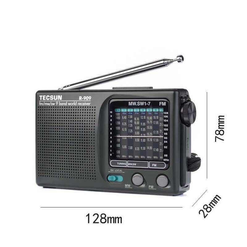 Bærbar radio fm mw (am) sw (shortwave ) 9 bands world receiver roterbar ultrahøj følsomhed lav støj radio modtager