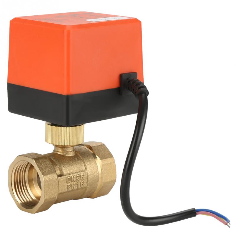 Motorized Brass Ball Valve 2-Way Electrical Valve 3-Wire 1-point Control G1 DN25 AC220 valvula solenoide