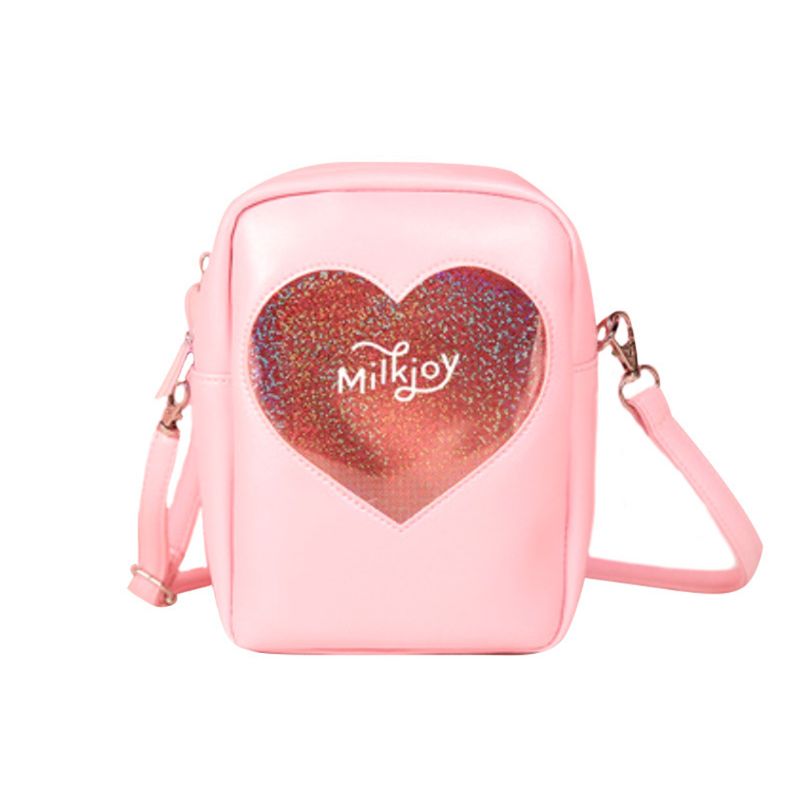 Mädchen Hologramm Herz Geformt Umhängetaschen Holographische Sommer Strand Tasche freundlicher Schulranzen Handtasche: Rosa